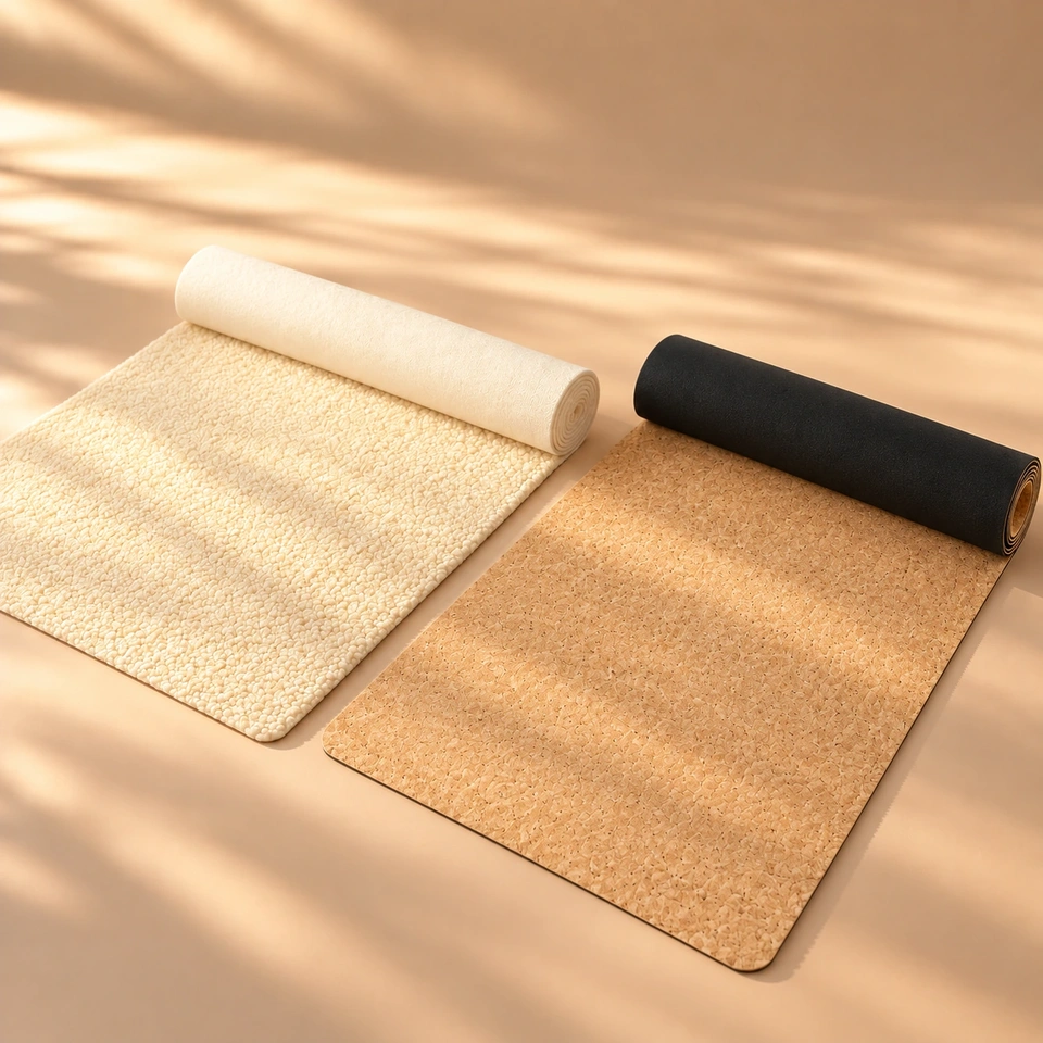 Illustrative Darstellung verschiedener Yogamatten; kein Original-Produktfoto von Bausinger